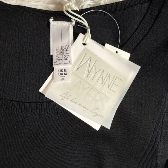 Marla Wynne Black Scoop Neck Side Ribbed Side Slit Sweater Tank - Picture 10 of 12